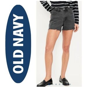 OLD NAVY High-Rise OG Straight Black 5" Short Distressed Y2K Festival Cut-offs 8